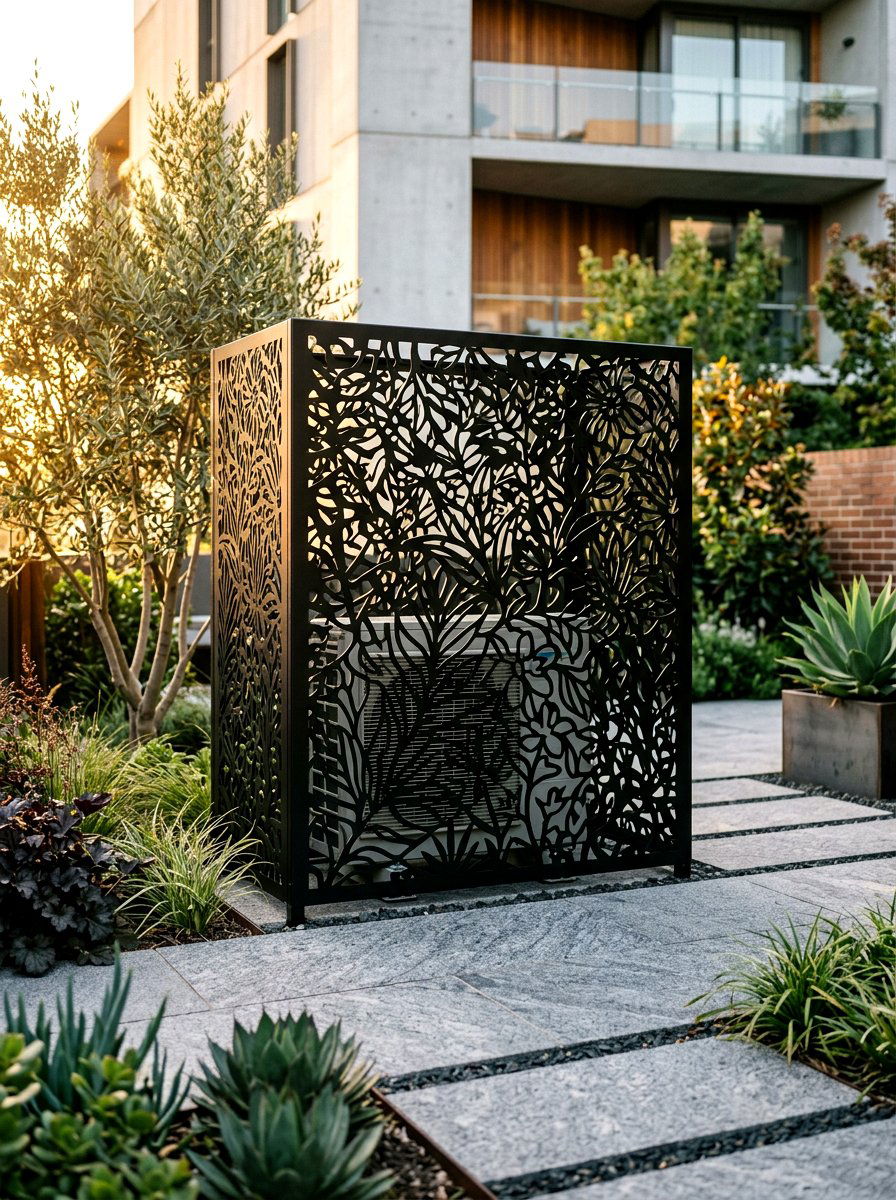 Metal Laser Cut AC Screen - 30 AC screen privacy ideas