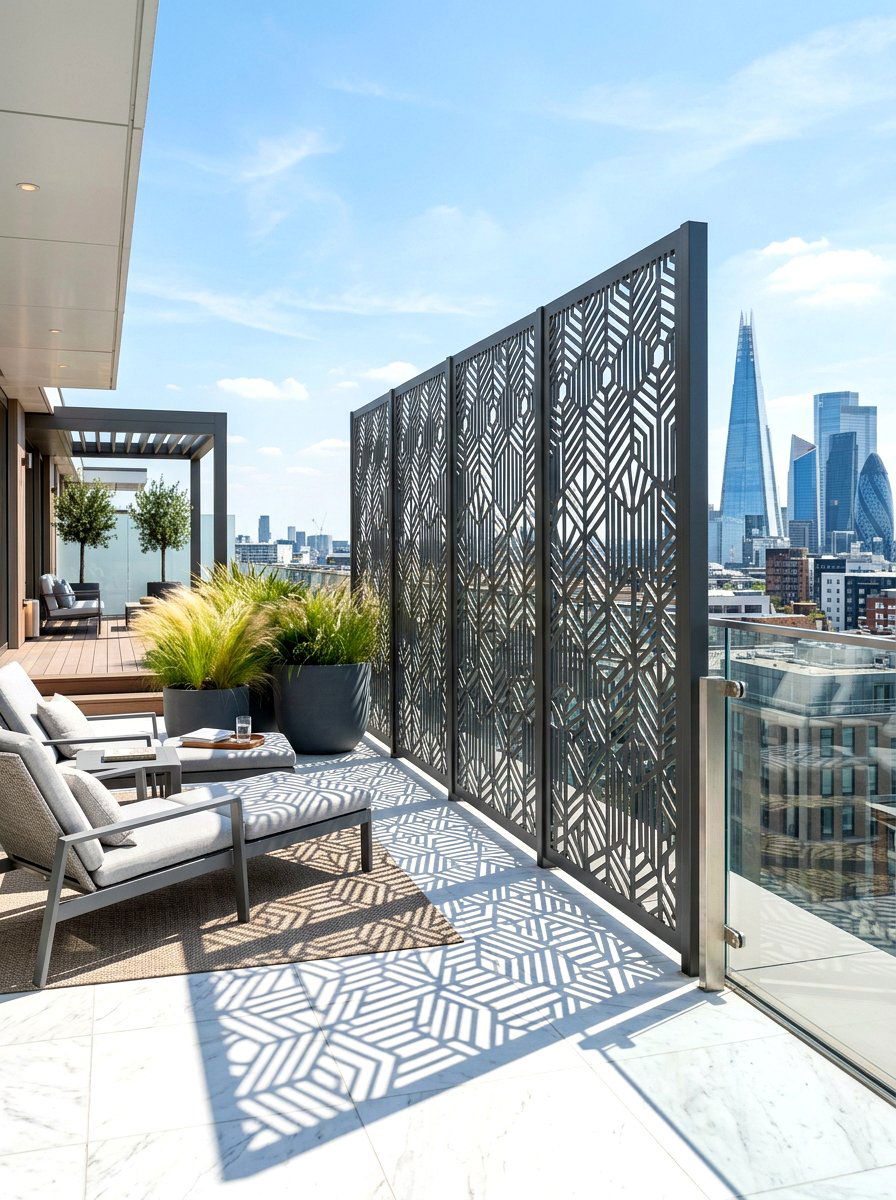 Metal Laser Cut Panel - 30 rooftop privacy screen ideas