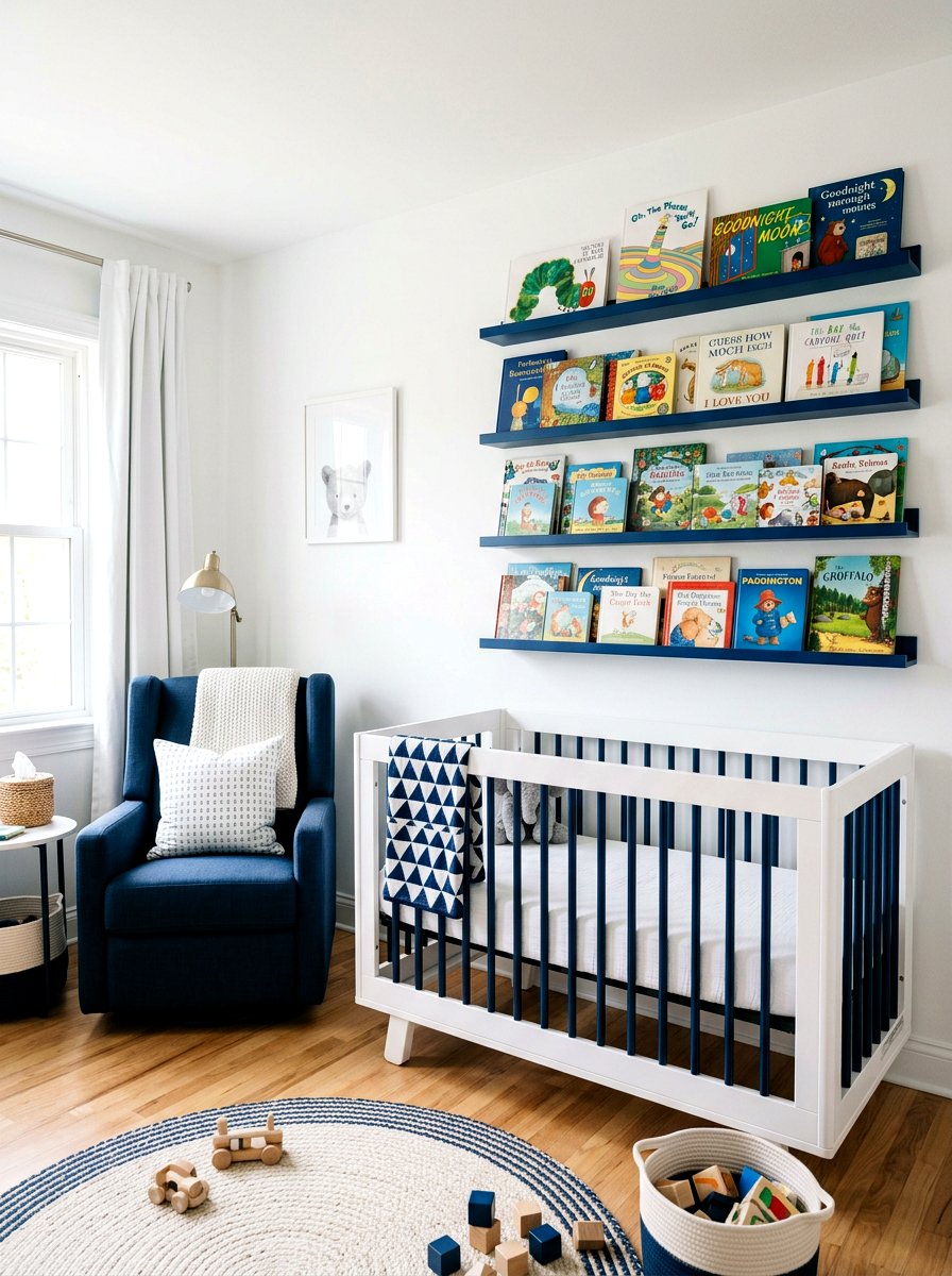 Metal Ledge Shelf - 30 nursery bookshelf ideas