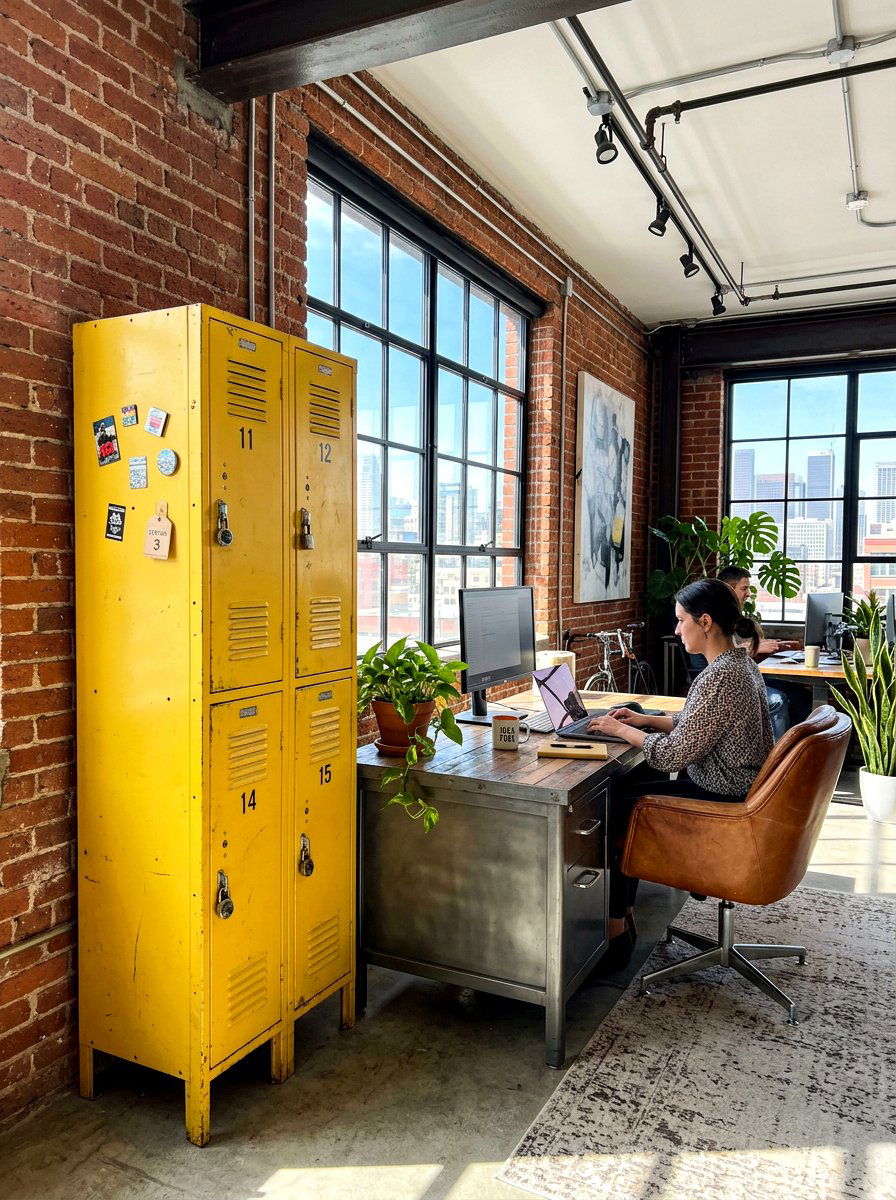 Metal Locker Unit - 30 office supply storage ideas