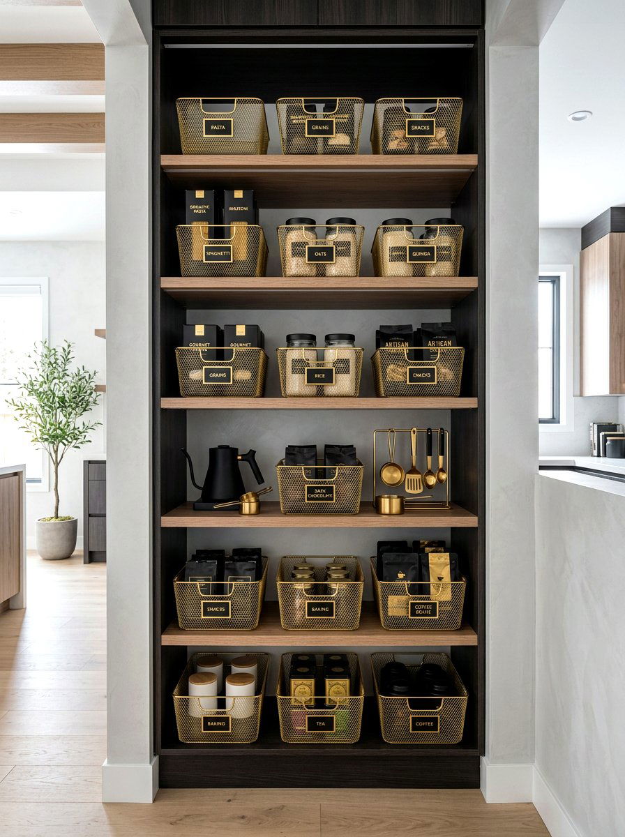 Metal Mesh Baskets - 30 pantry basket organization ideas
