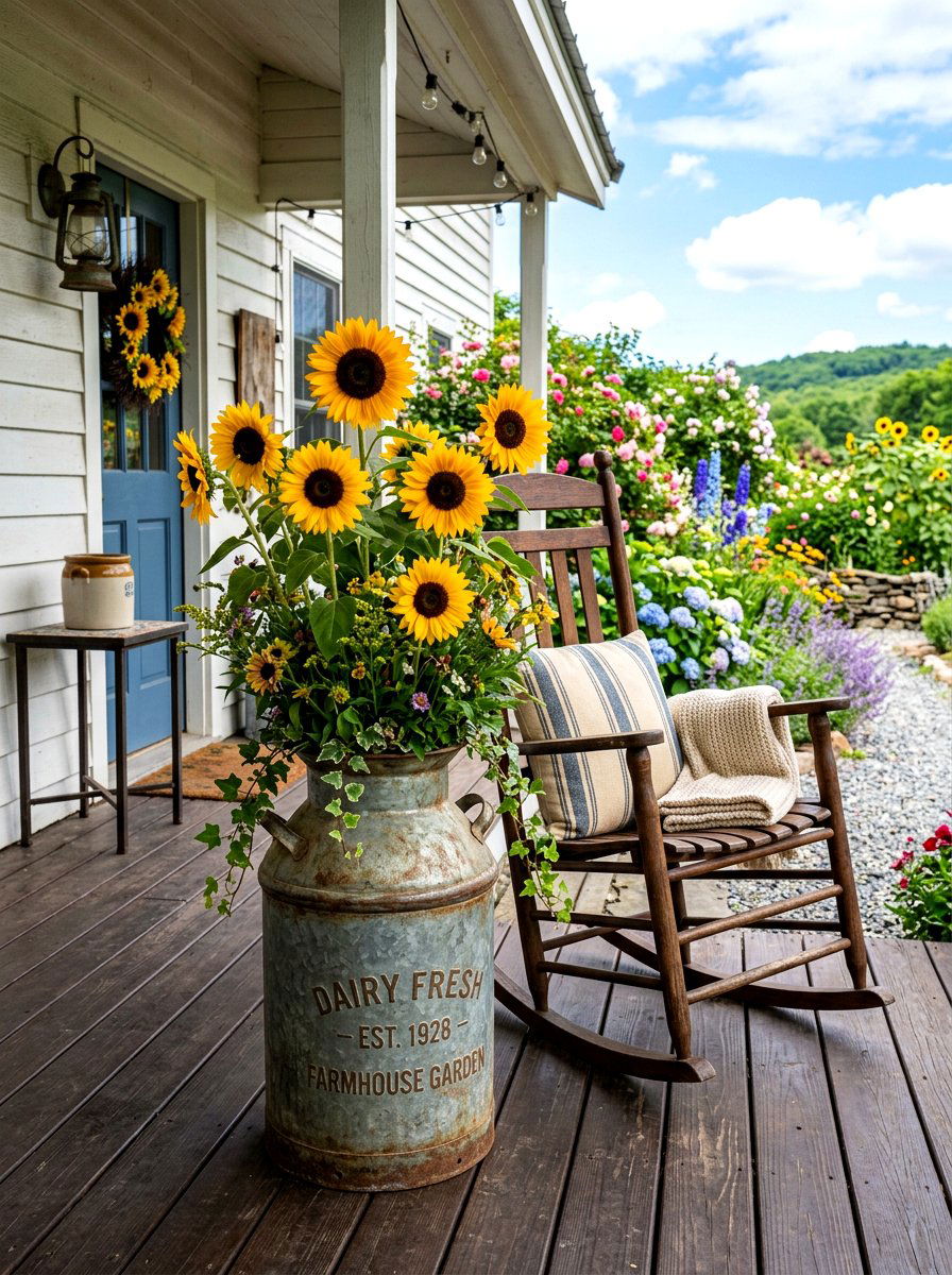 Metal Milk Can Planter - 30 metal planter ideas