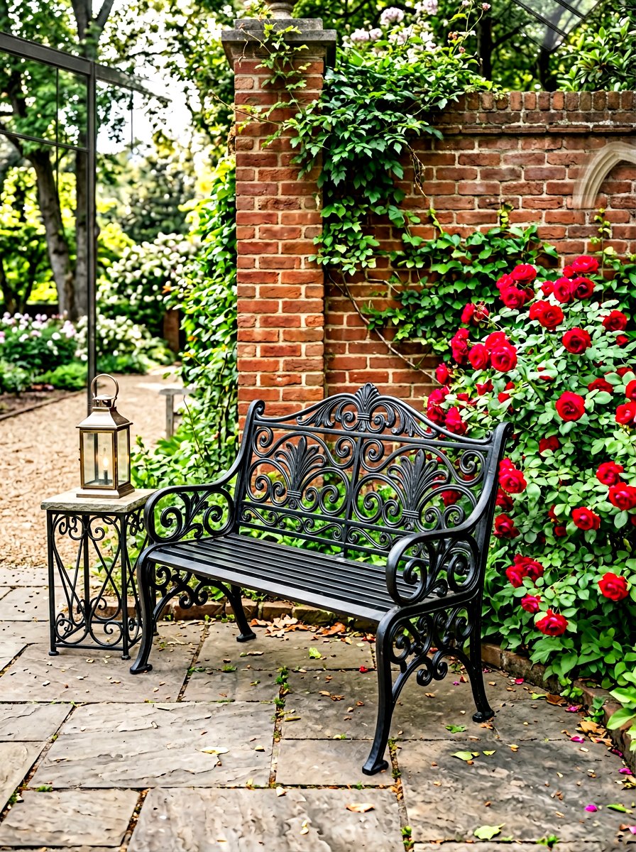 Metal Park Bench - 30 front porch bench ideas