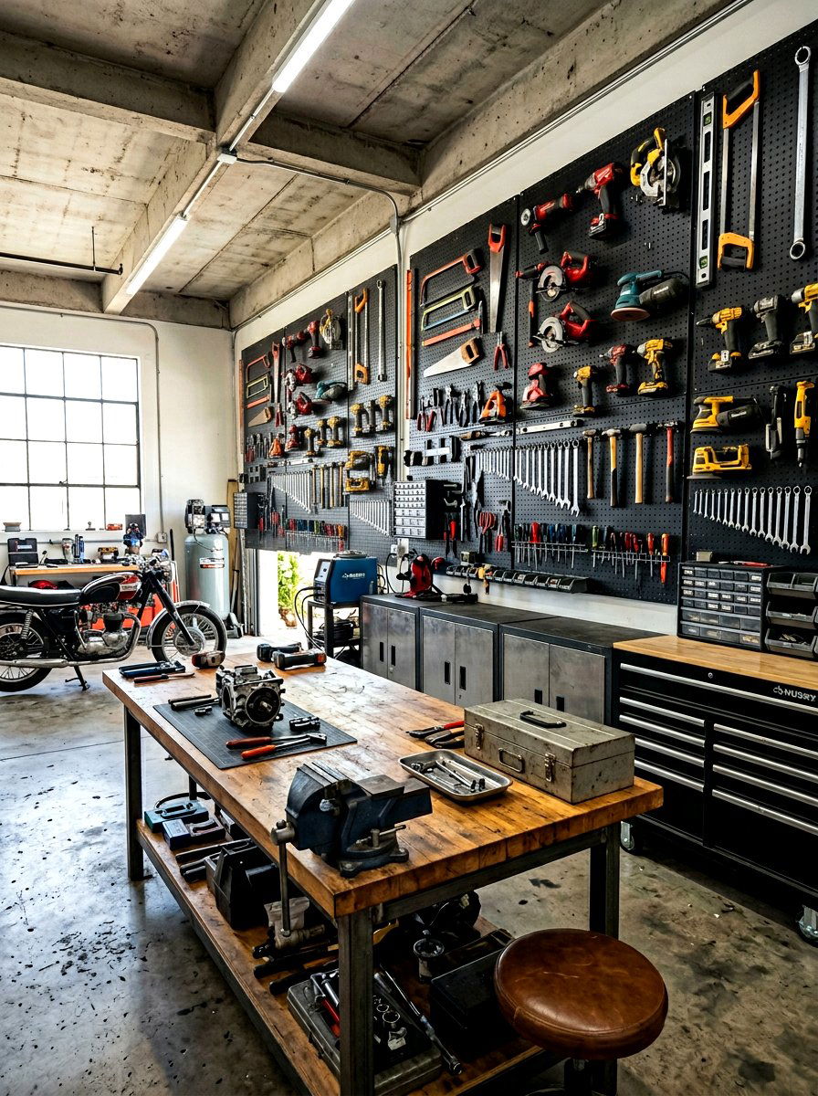 Metal Pegboard Tool Storage - 30 garage wall panel ideas