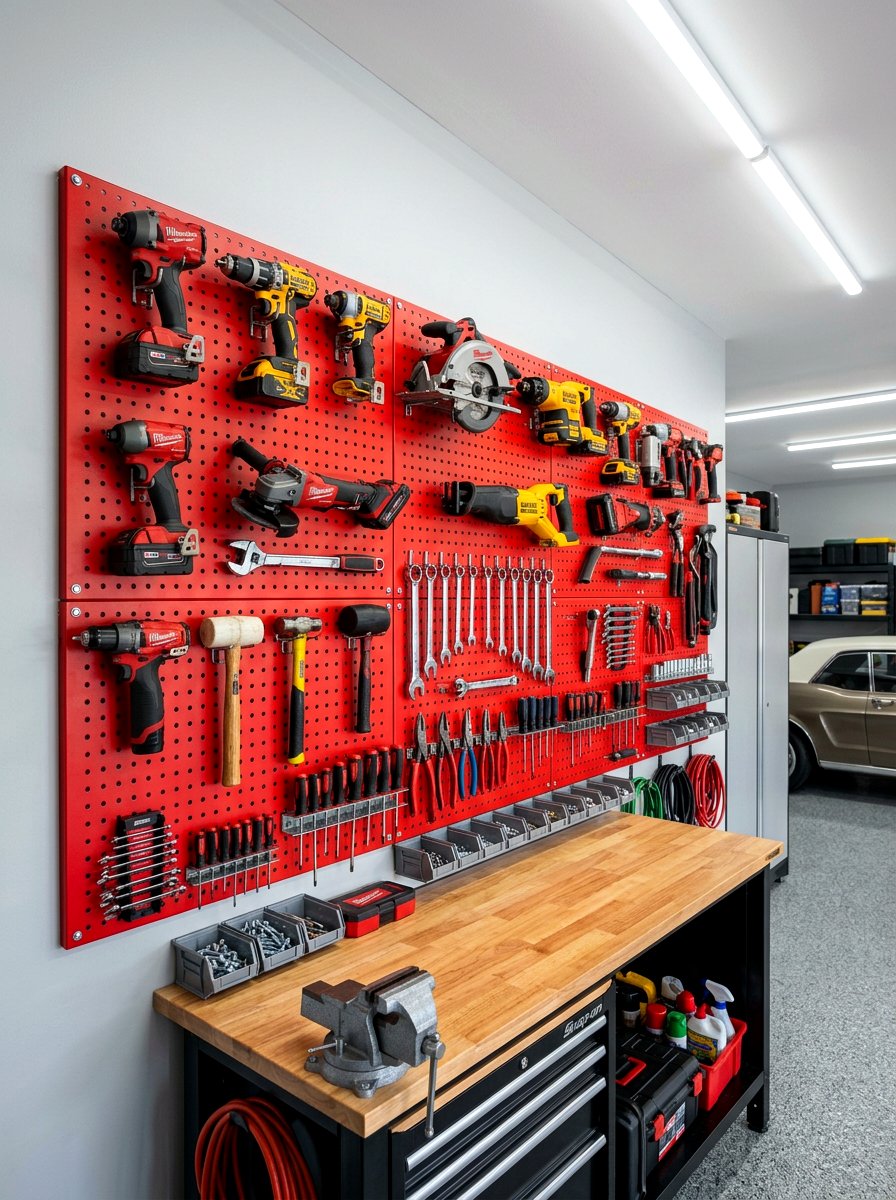 Metal Pegboard Wall - 30 tool wall ideas
