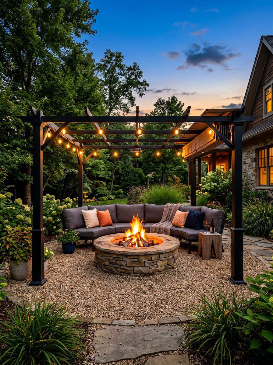 Metal Pergola Over Fire Pit - 30 metal pergola ideas