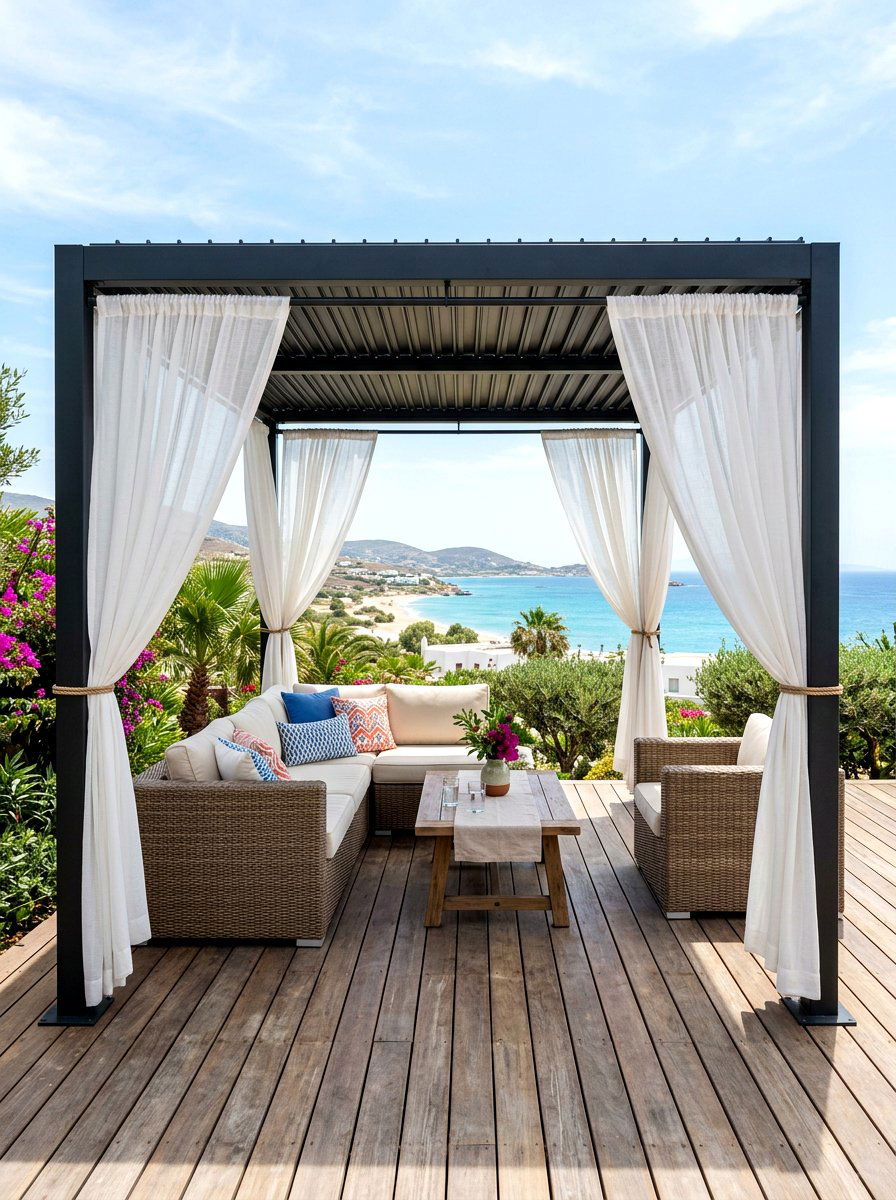 Metal Pergola With Curtains - 30 metal pergola ideas