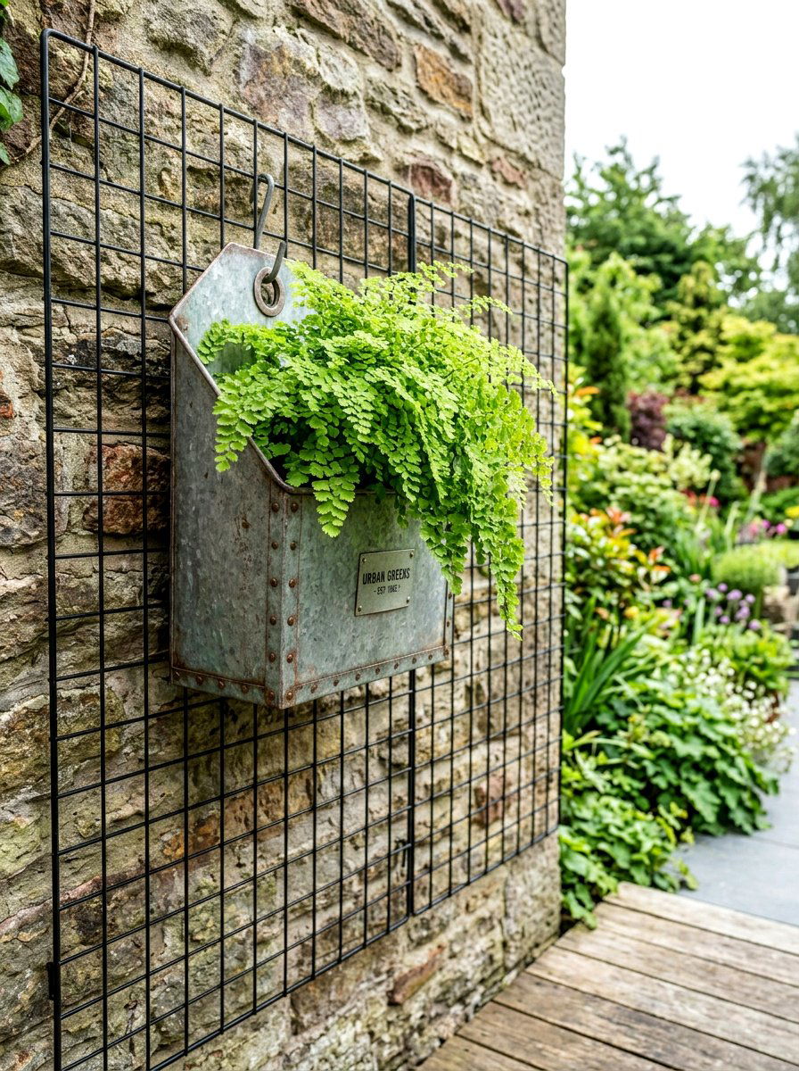 Metal Pouch Hanging Wall - 30 rustic vertical garden ideas