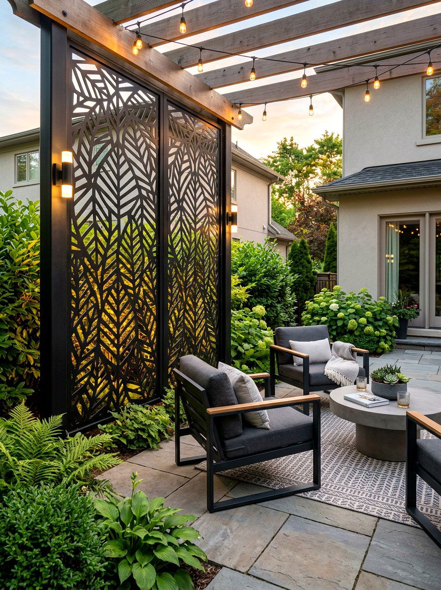 Metal Privacy Screen - 30 freestanding privacy panel ideas