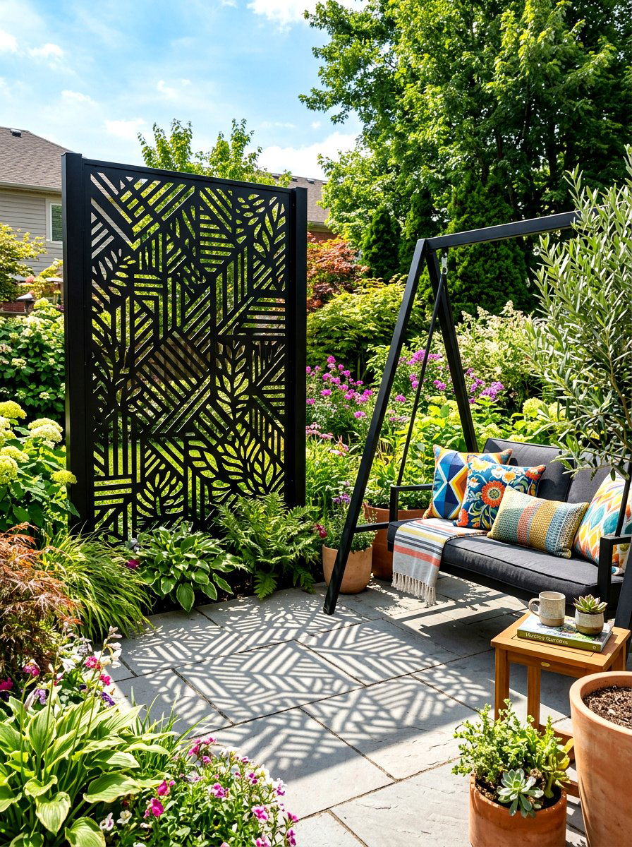 Metal Privacy Screen - 30 patio accent wall ideas
