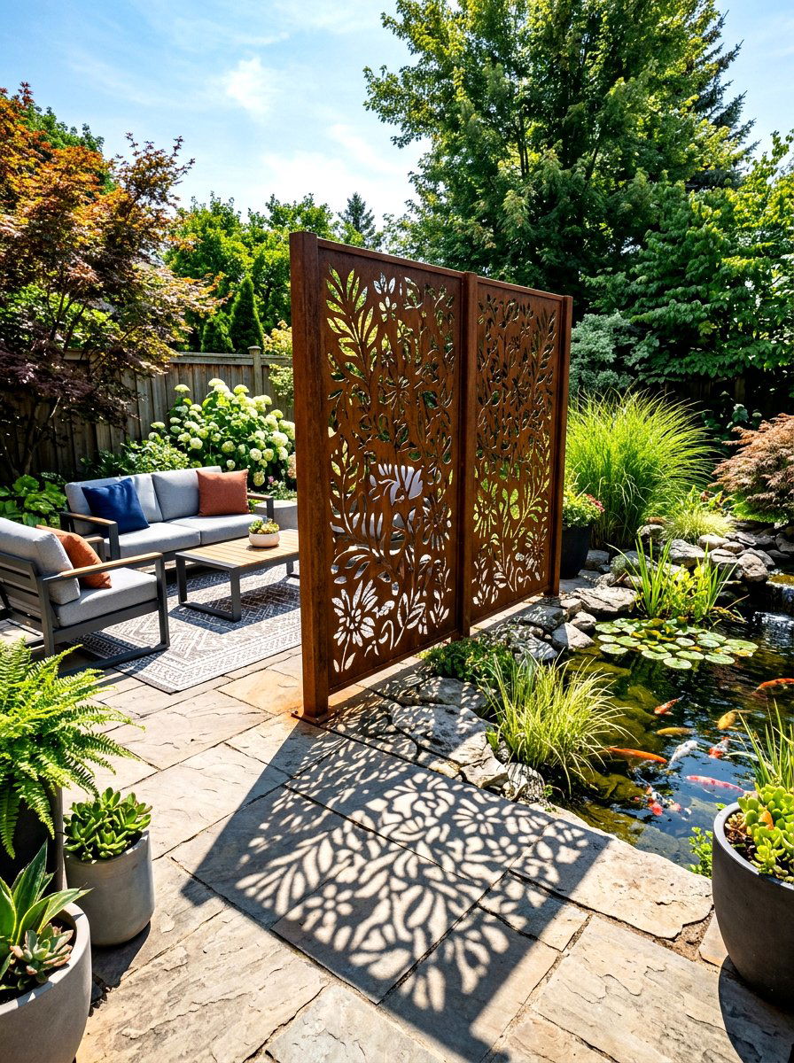 Metal Privacy Screen - 30 cheap fence ideas