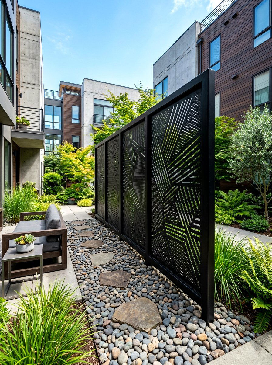 Metal Privacy Shield - 30 trash bin screen ideas
