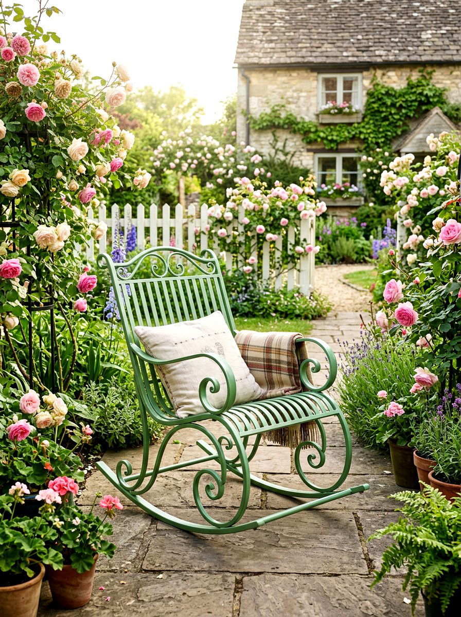 Metal Rocking Chair - 30 secret garden seating ideas