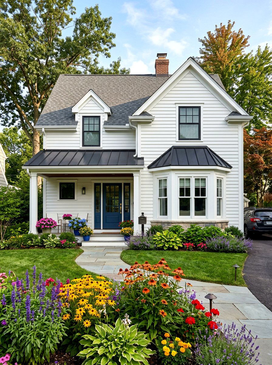 Metal Roof Accents - 30 front facade makeover ideas