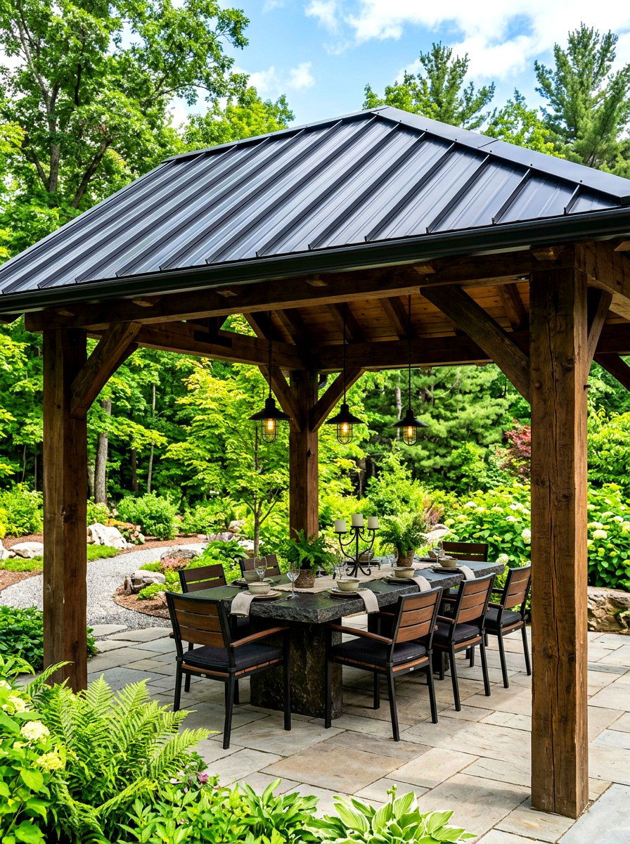 Metal Roof Pavilion - 30 covered patio ideas