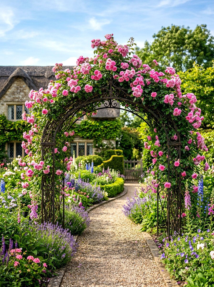 Metal Rose Arbor - 30 arbor walkway ideas