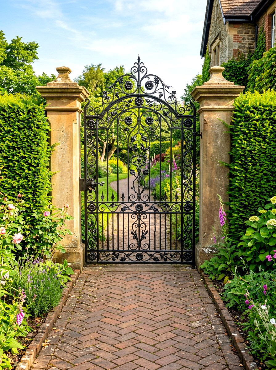Metal Scrollwork Gate - 30 garden gate entrance ideas
