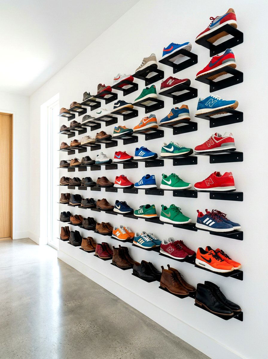 Metal Shoe Bracket - 30 shoe wall storage ideas