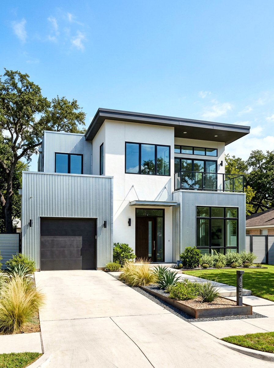 Metal Siding Mixed With Smooth Stucco Finish - 30 mixed siding exterior ideas