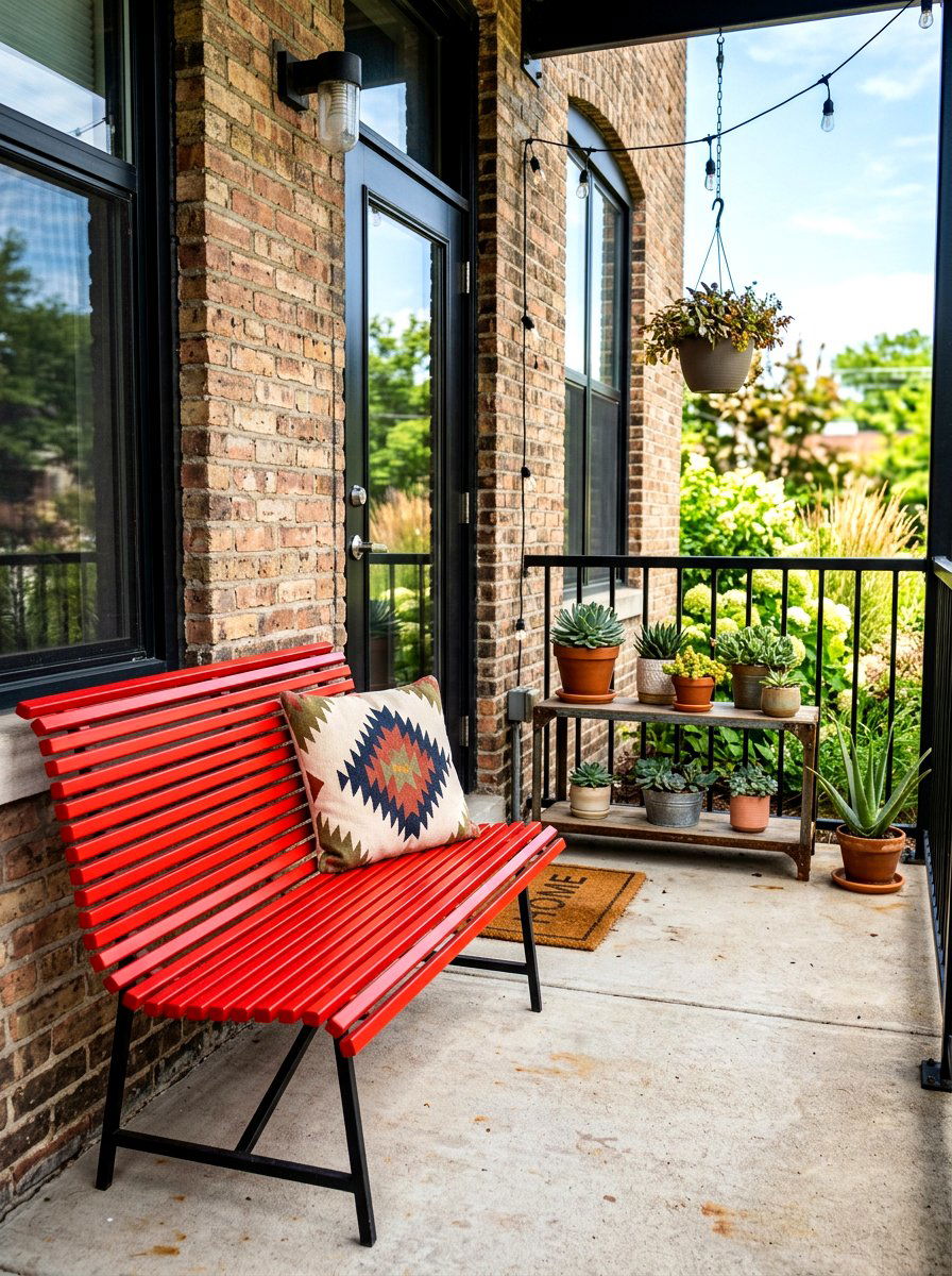 Metal Slat Bench - 30 compact patio furniture ideas