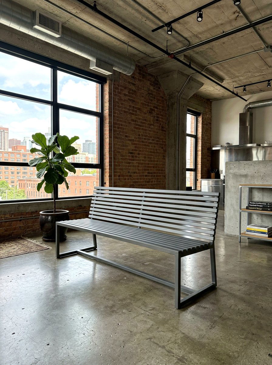 Metal Slat Bench - 30 apartment entry bench ideas