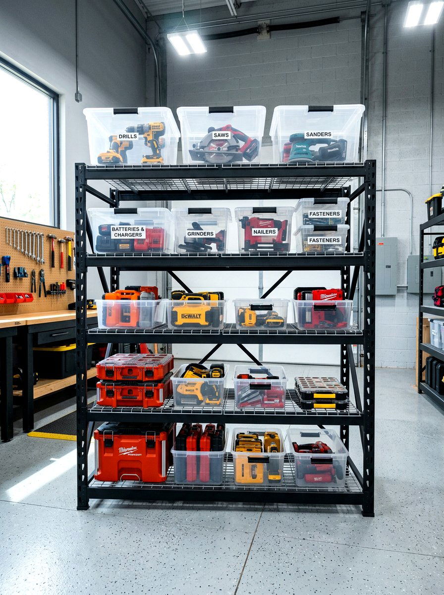 Metal Storage Rack - 30 power tool storage ideas