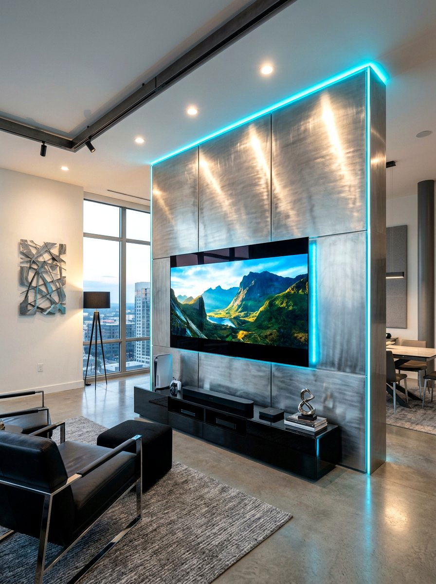 Metal TV Wall - 30 TV wall panel ideas