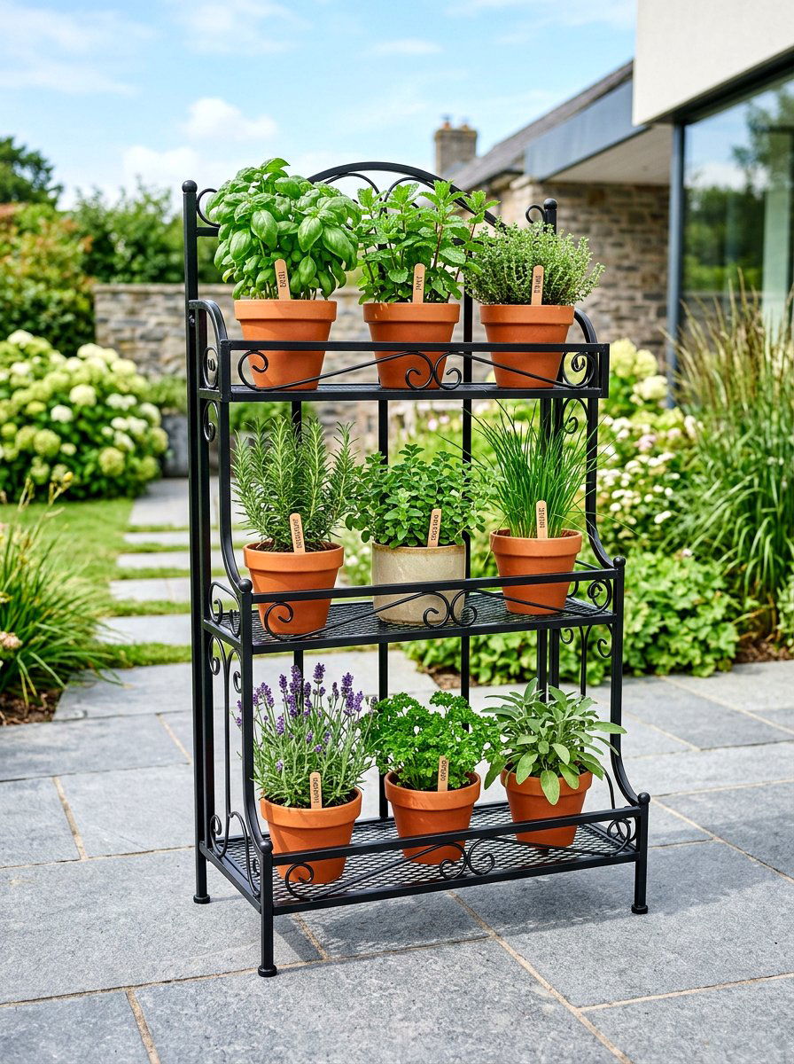 Metal Tiered Plant Stand - 30 tiered herb planter ideas