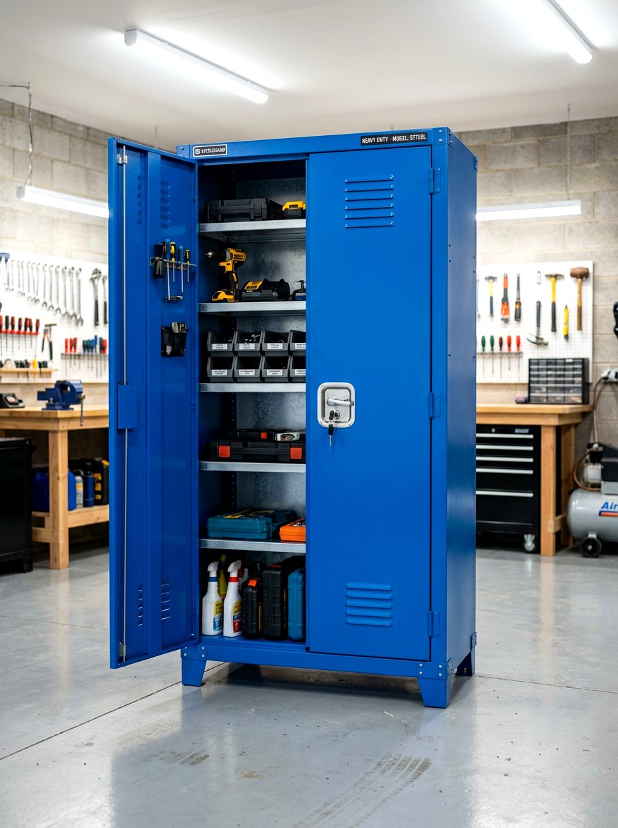 Metal Tool Locker - 30 garage tool storage ideas