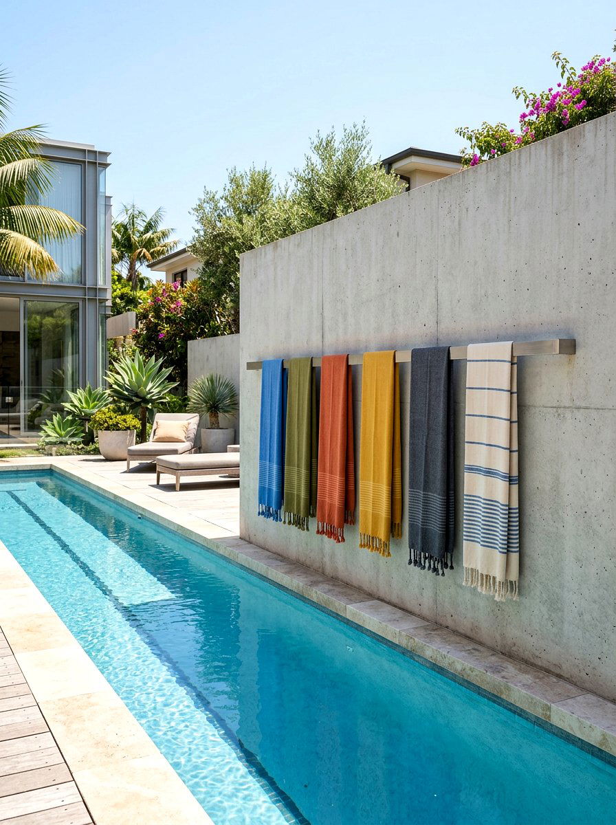 Metal Towel Bar - 30 outdoor towel storage ideas