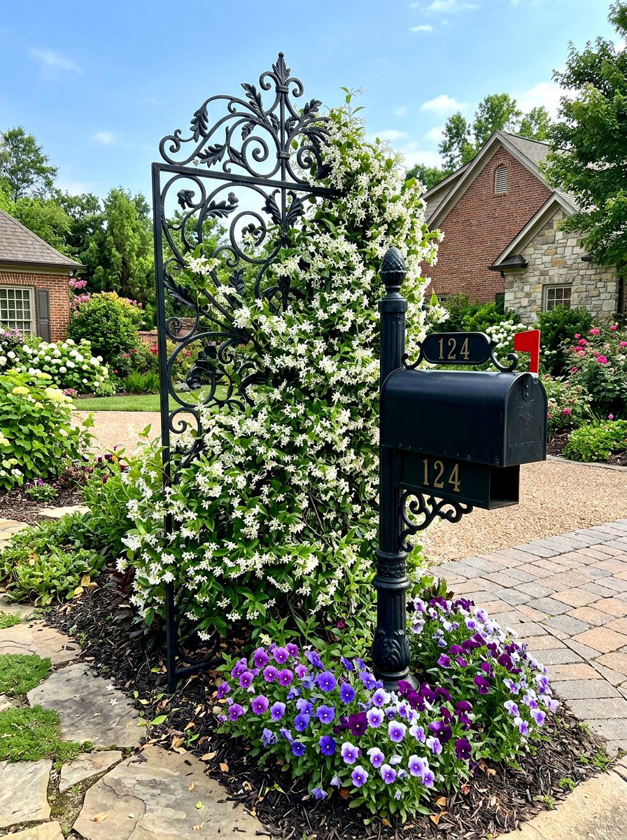 Metal Trellis Mailbox Vine - 30 mailbox flower bed ideas