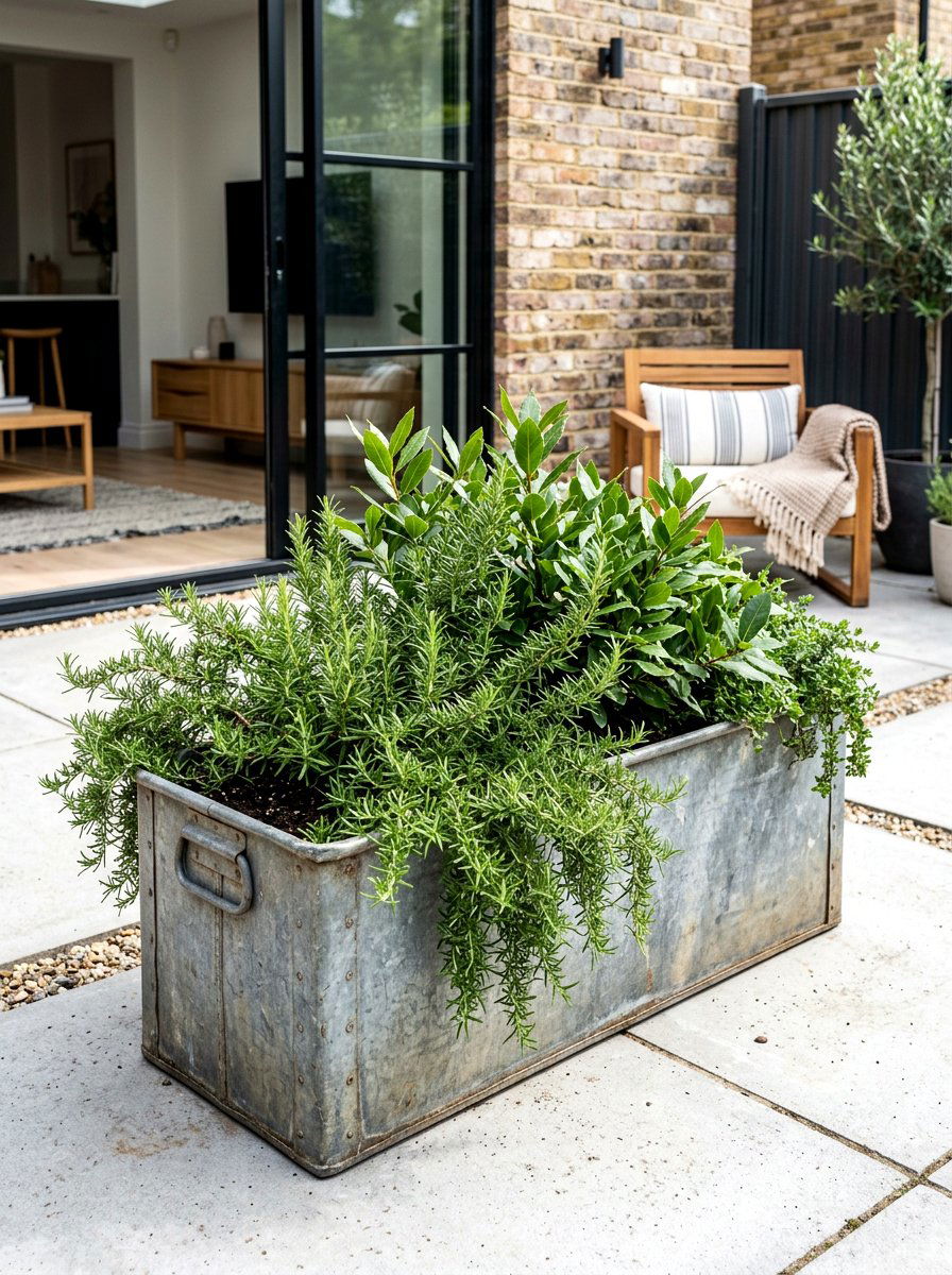 Metal Trough Planter - 30 herb rich backyard ideas