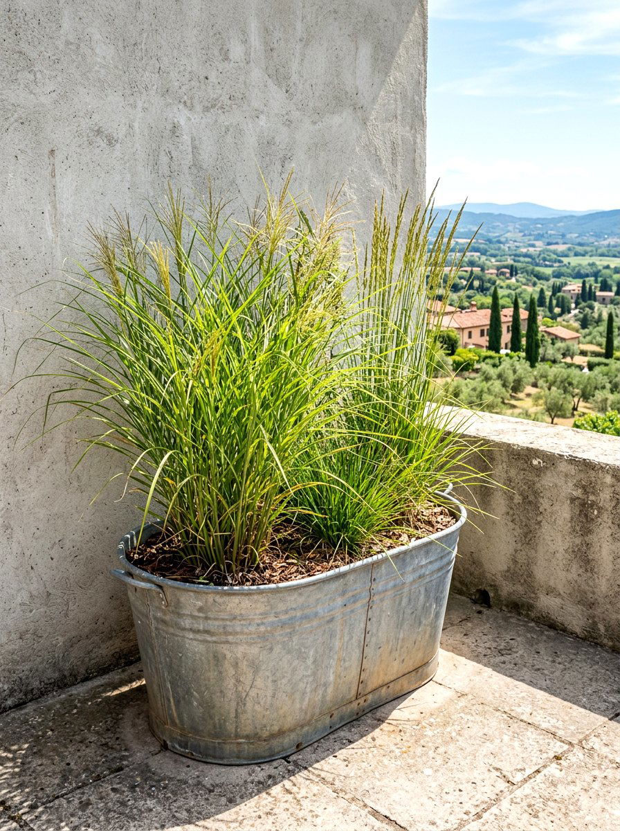 Metal Tub Planter - 30 balcony container garden ideas