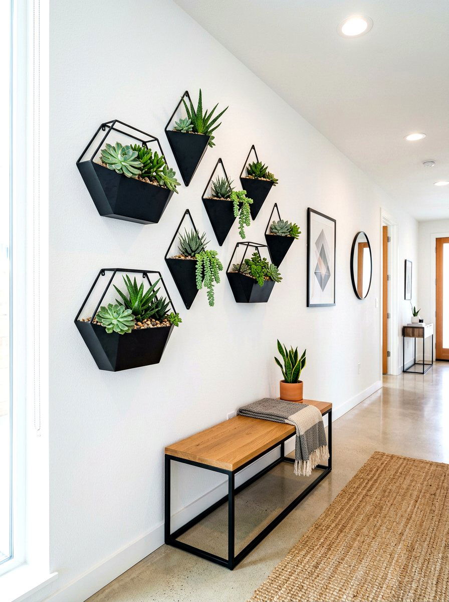Metal Wall Planters - 30 entryway wall decor ideas