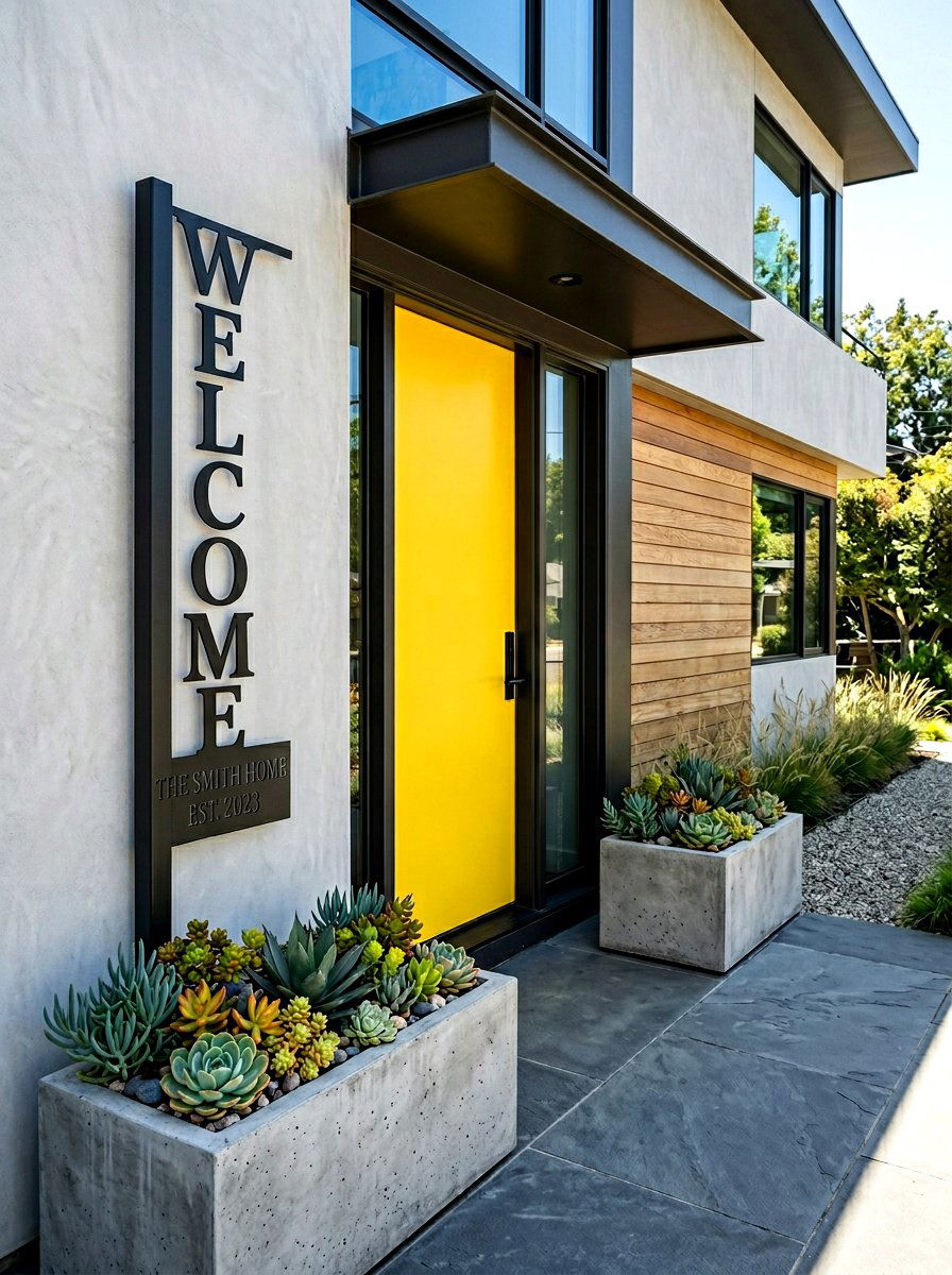 Metal Welcome Sign - 30 porch welcome sign ideas