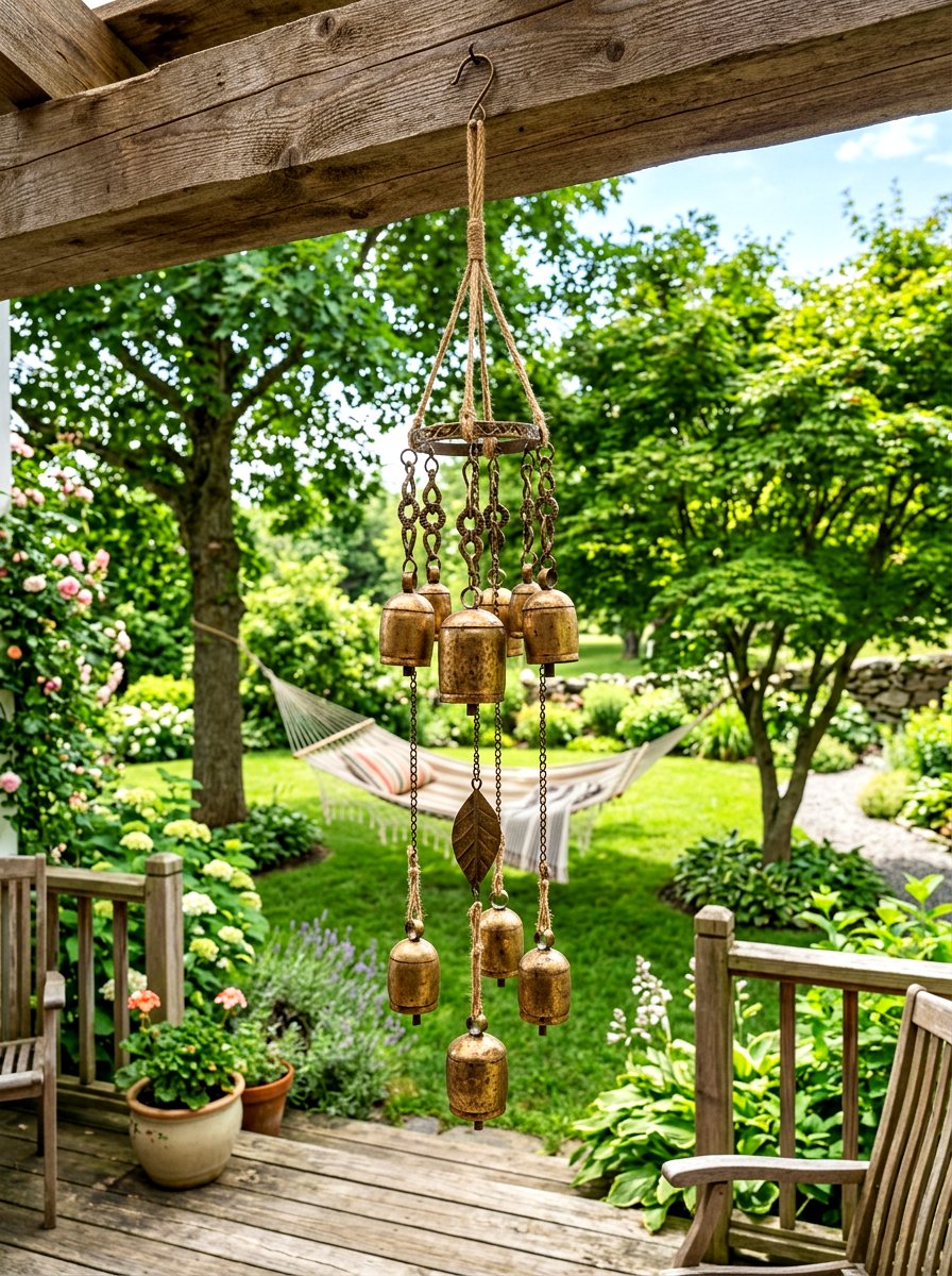 Metal Wind Chime - 30 bohemian patio decor ideas