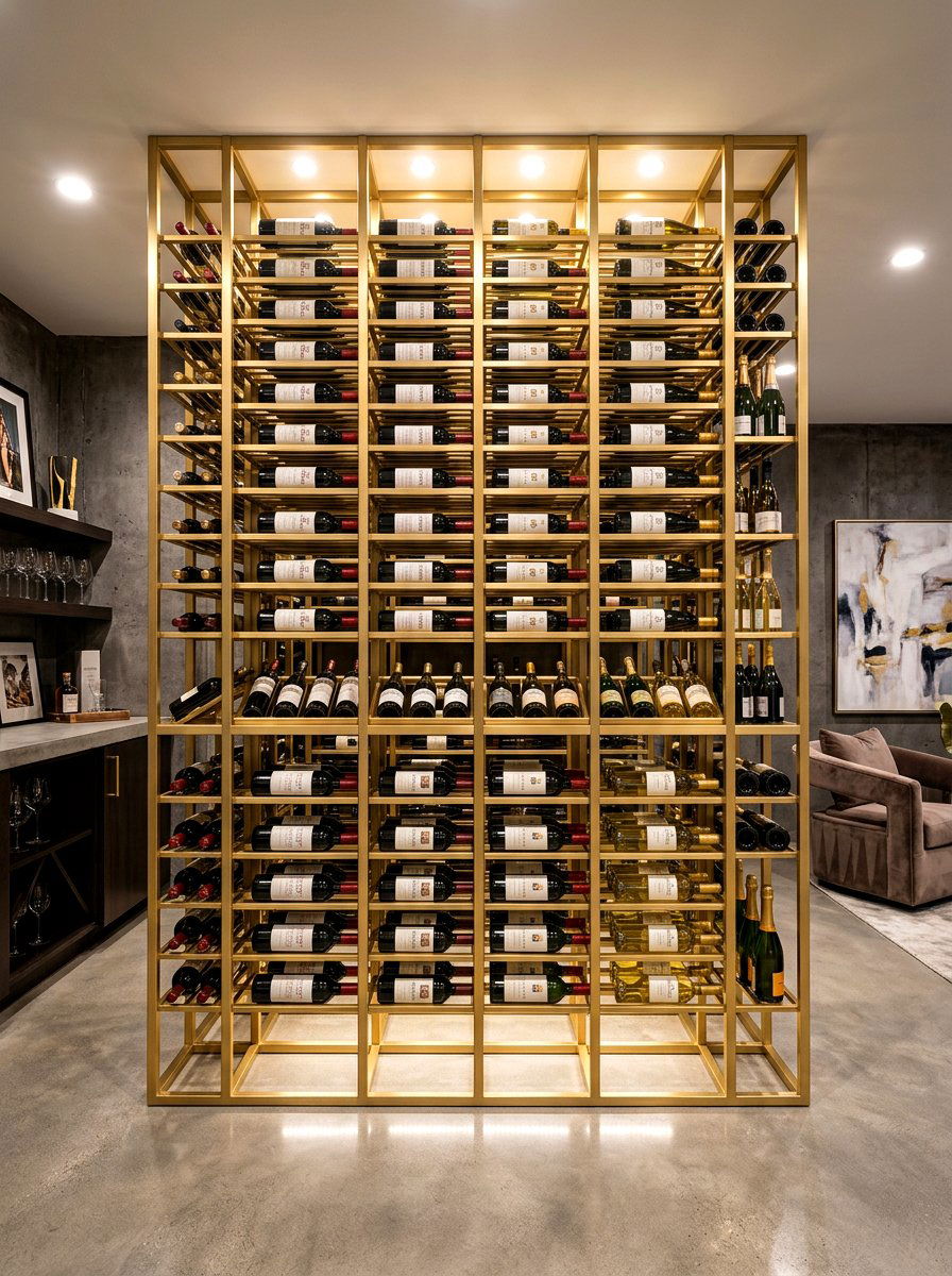 Metal Wine Rack Display - 30 basement wine room ideas