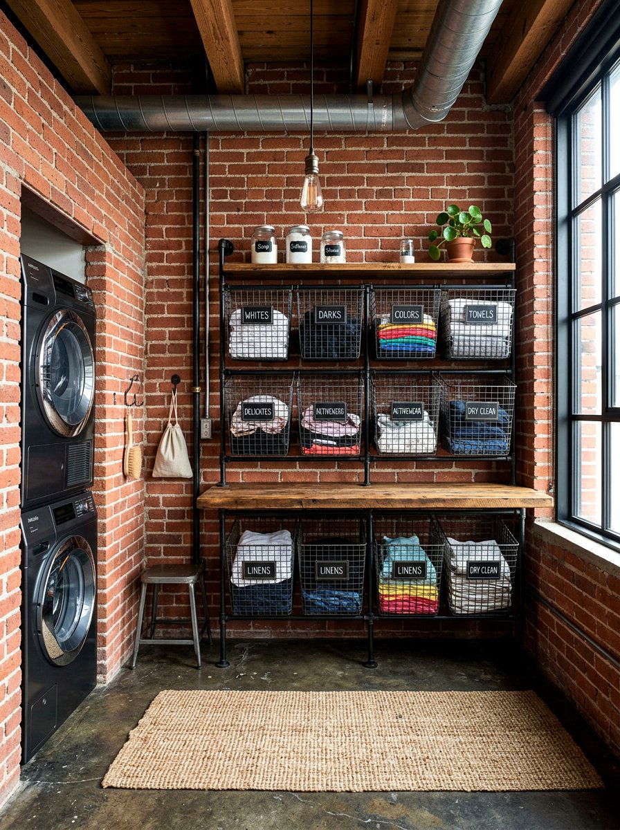 Metal Wire Baskets - 30 laundry room wall decor ideas