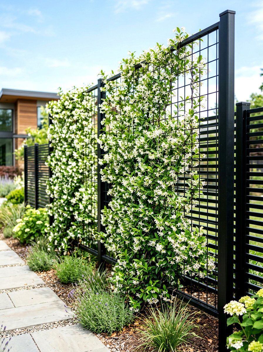 Metal Wire Grid Trellis - 30 fence vertical garden ideas