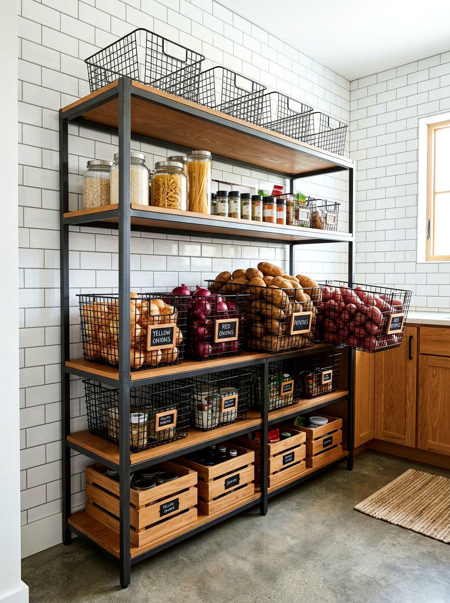 Metal Wire Storage Bins - 30 zero waste pantry ideas