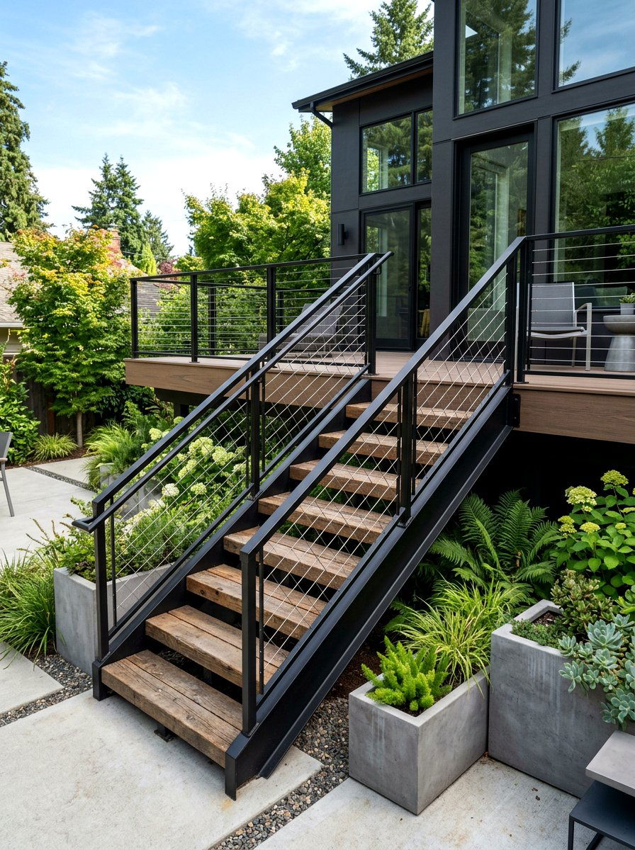 Metal Wood Deck Stairs - 30 deck stair ideas