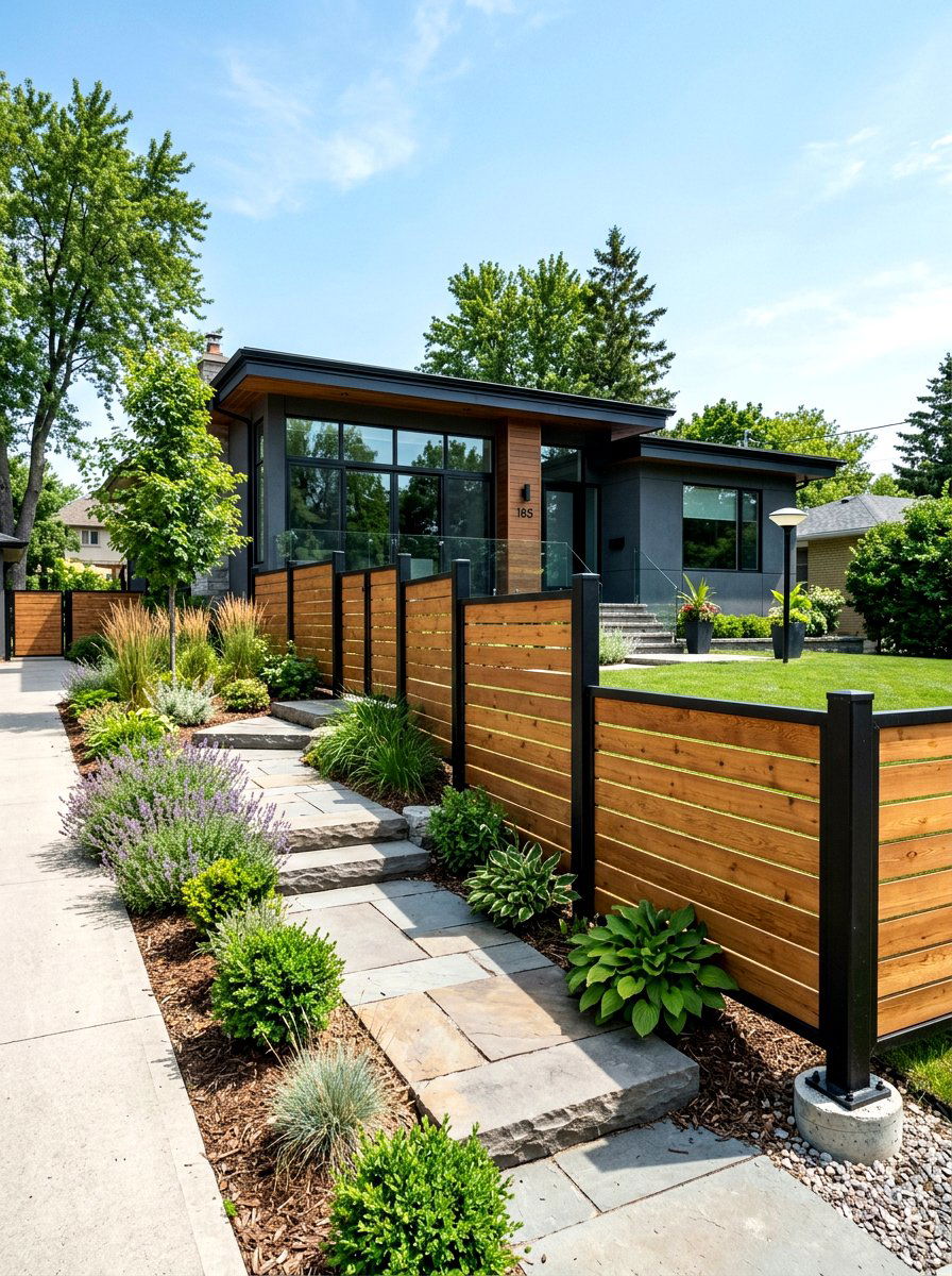 Metal Wood Hybrid - 30 privacy fence ideas