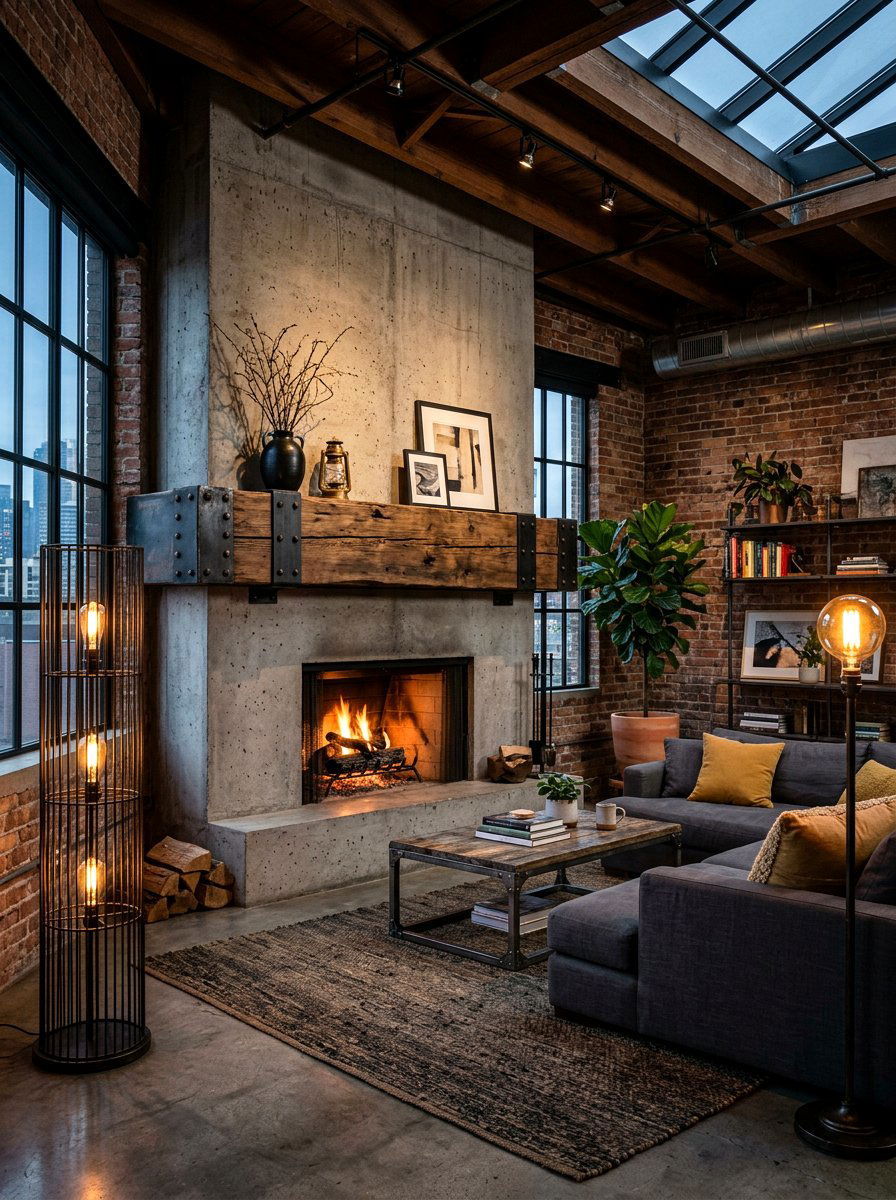 Metal Wrapped Mantel - 30 wood mantel beam ideas