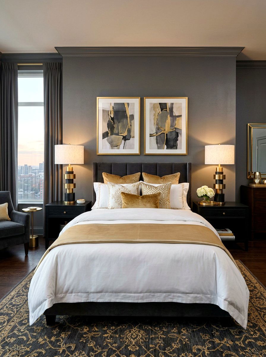 Metal base lamps - 30 neo deco bedroom ideas
