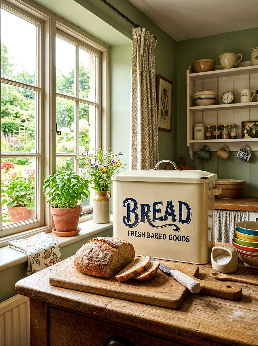 Metal bread box - 30 grandma core kitchen ideas