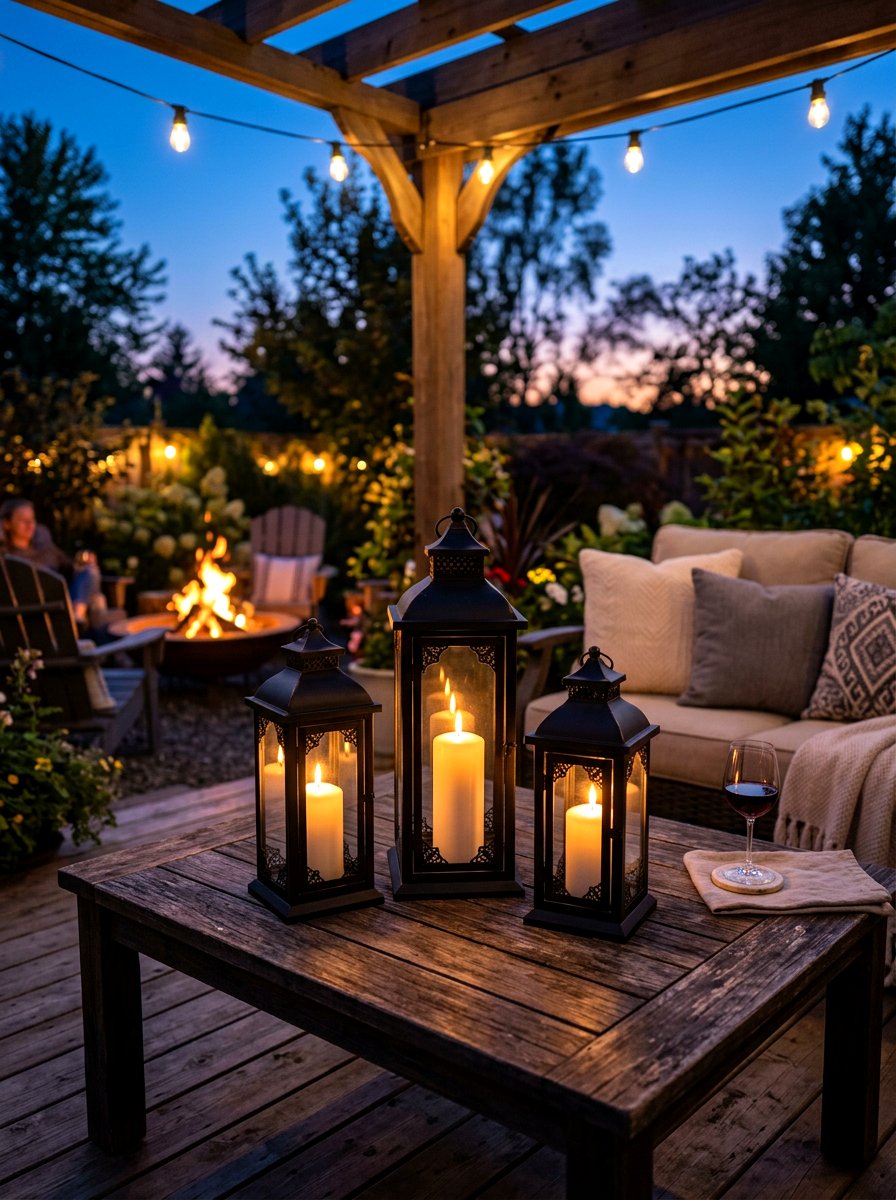 Metal candle lantern - 30 Scandinavian patio ideas