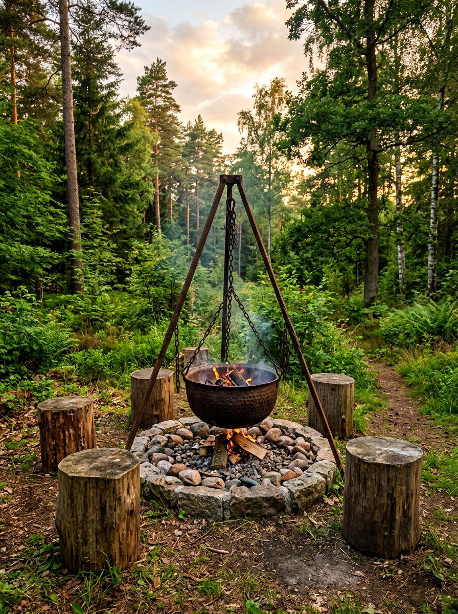 Metal cauldron fire pit - 30 fire pit ideas