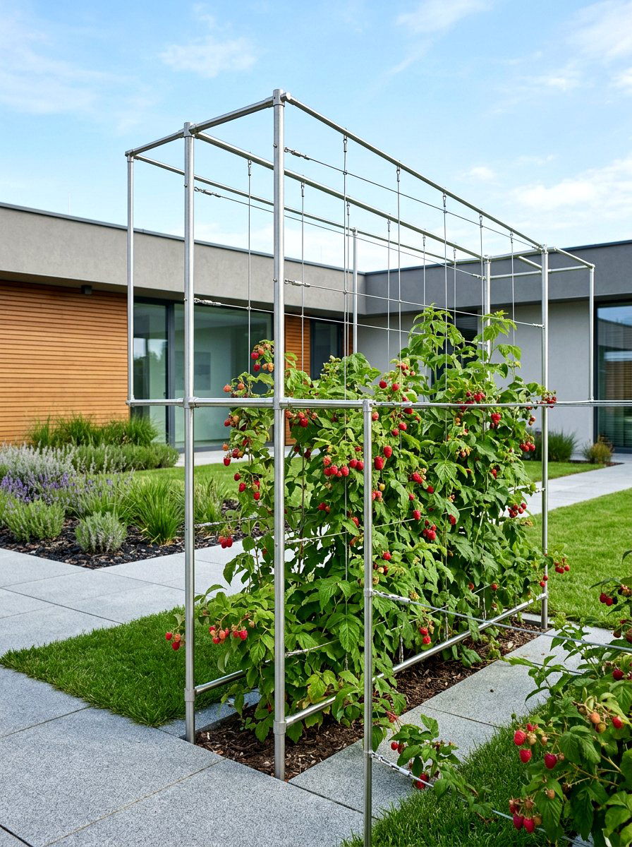 Metal conduit raspberry trellis - 30 raspberry trellis ideas