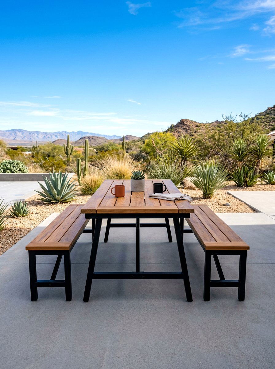 Metal frame outdoor picnic table - 30 backyard picnic table ideas