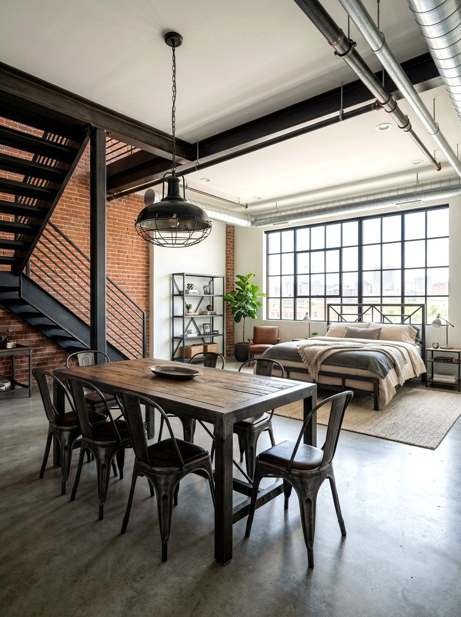 Metal furniture loft - 30 loft apartment ideas